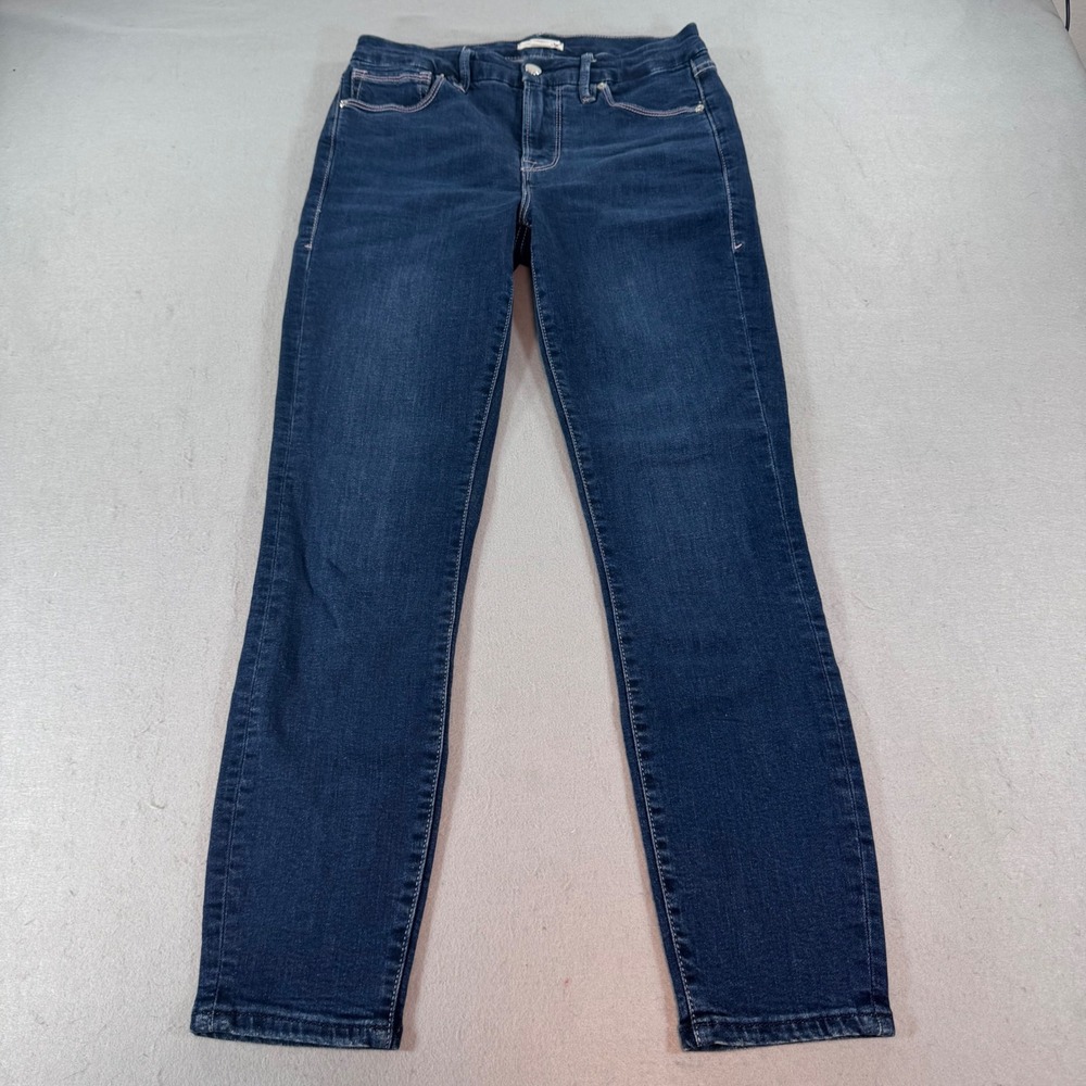Good American High Rise Skinny Jeans Dark Wash‎ Blue Stretch Denim Womens 26